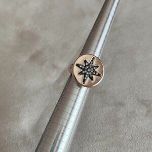 Rose Gold Pave 8 Point Starburst Stamp Fashion Costume Statement Ring